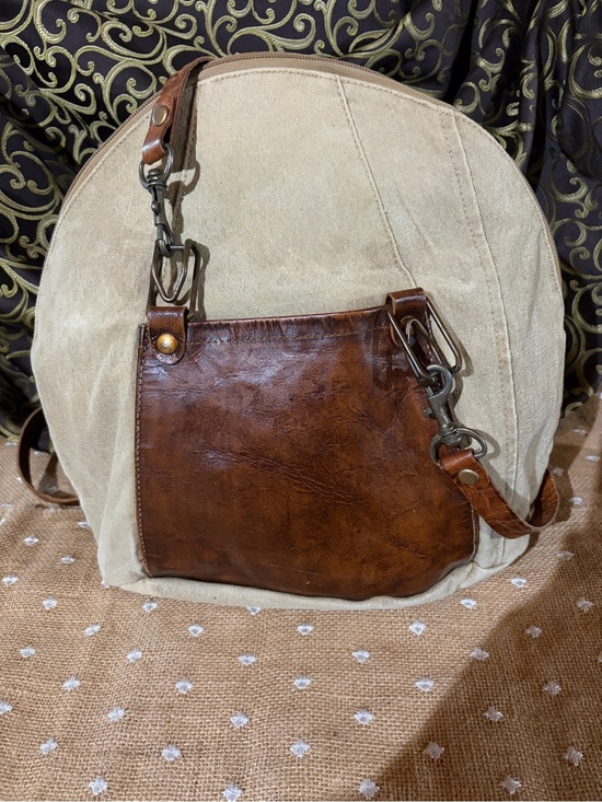 Mona B Handbags - Mona B Cream Canvas Crossbody with Tan Accents